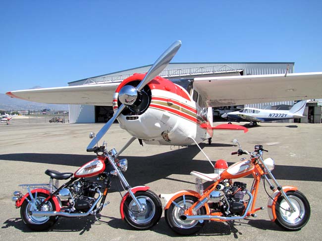 A 50-year-old, radial-engined Cessna 195 with matching California Scooters