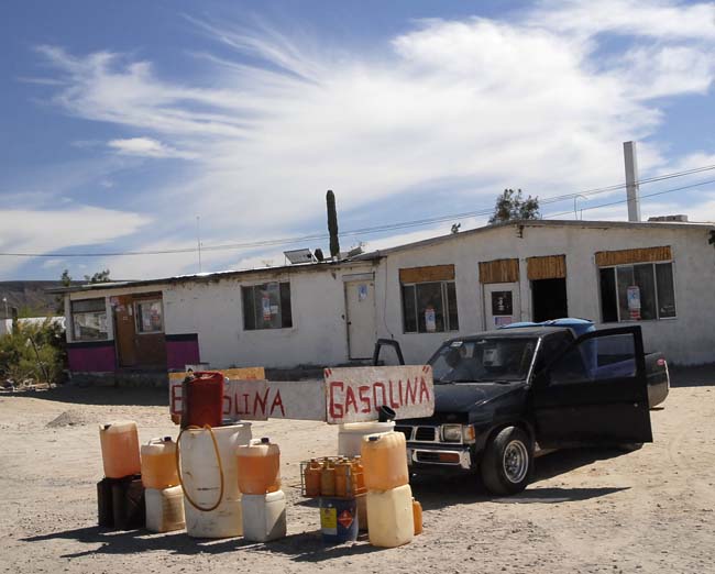 The gas station in Catavina, about 350 miles south of the border