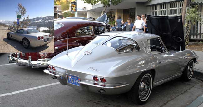 A '63 split-window Stingray, the first year of production for the Corvette Stingray...when I first saw these on a TV commercial (I was 11 at the time), I knew I'd own a silver Corvette someday...and that '04 Z-06 in the inset photo is mine!