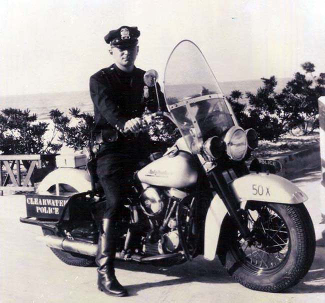 Al Donovan on his 1950 Police Harley in Clearwater, Florida