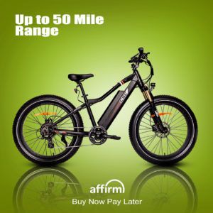 XP750-26 26 inch fat tire e-bike in black. Up to 50 mile range.