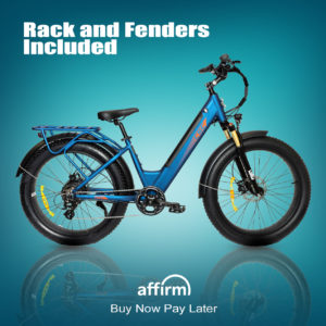 FT750ST Step-Thru 750w e-bike with free rack and fenders included.