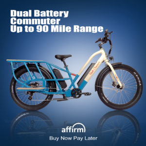 Vista Cruiser cargo e-bike. Dual battery commuter up to 90 mile range.