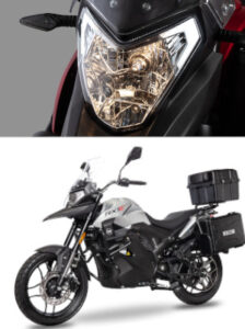 Close up of the RX1E Headlight and the RX1E Electric Motorcycle